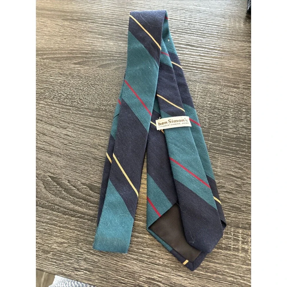 Ben Simon’s Vintage Silk Tie Striped Necktie Lincoln Omaha Nebraska USA Flaws